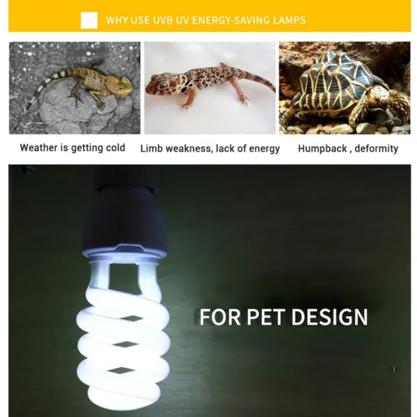 10pcs Reptile UVB 5.0 10.0 Lamp Bulb For Turtle Lizard Snake Lguanas Heat Calcium Lamp Bulb Energy Saving Light Reptile E27 - Image 4