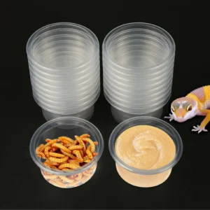 20pcs, Plastic Gecko Food and Water Feeding Cup, Reptile Feeding Bowl Replacement Bowl, Suitable for Lizards and Other Small Pet